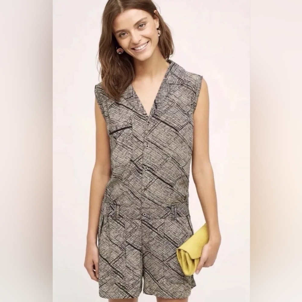 EUC! Stylish Black and White Patterned Romper